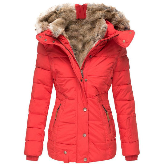 Tankaneo Womens down Coats Winter Zipper Hooded Faux Fur inside Parka down Jackets