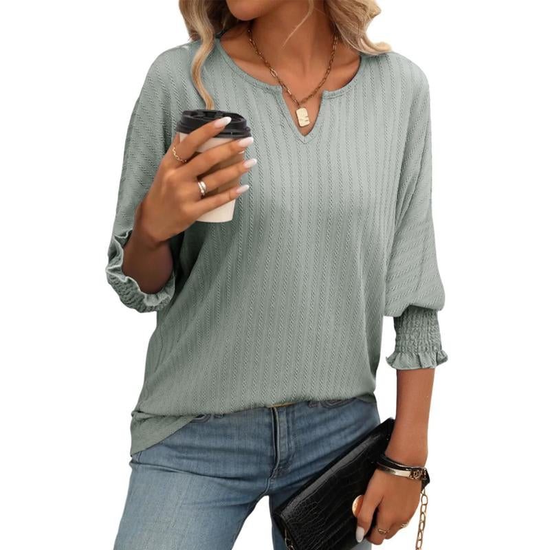 Dokotoo Tops for Women Casual Loose V Neck Tshirt Shirts for Women Summer Basic Solid 3/4 Sleeve Blouses Womens Top 2025 Fashion Trendy Short Sleeve Shirt Tees