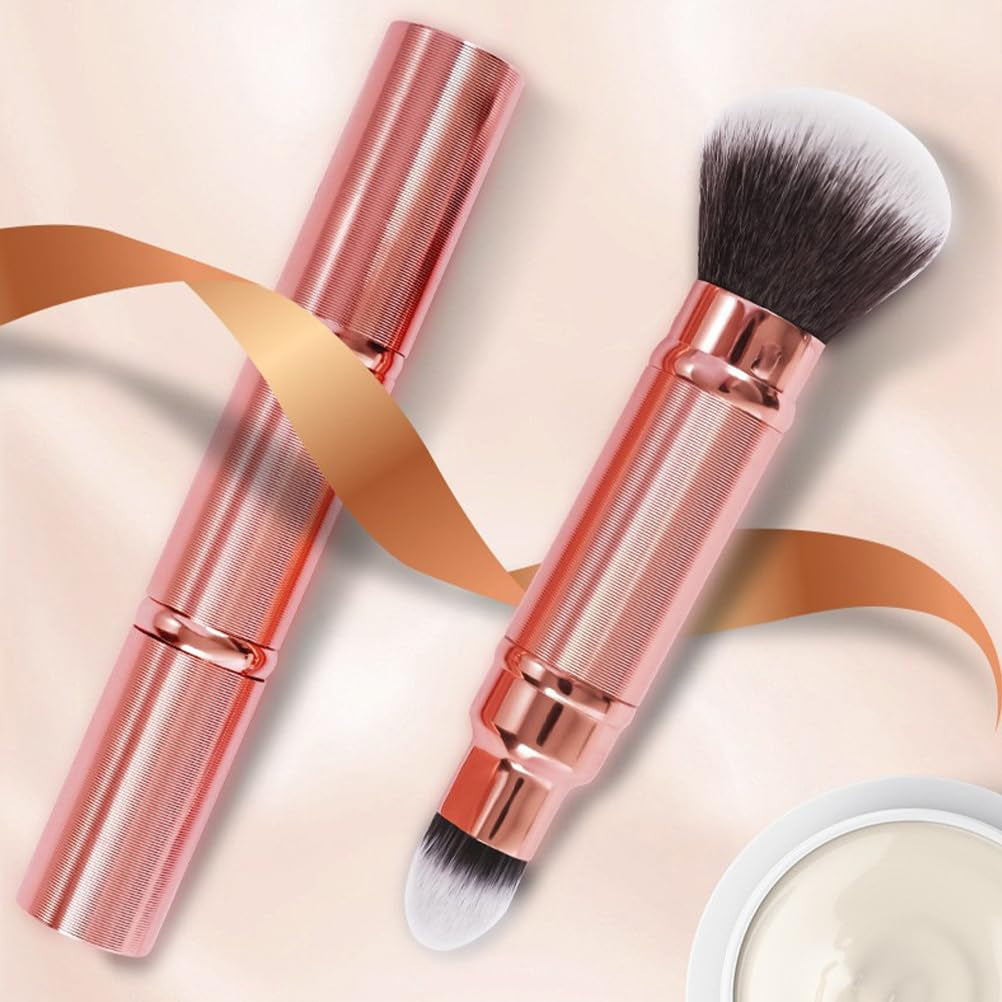 Double-Ended Makeup Brush Retractable Powder Brush Foundation Brush Dual End Makeup Brush Blush Brush Makeup Blending Brush Blusher Brush Makeup Tools Plastic Travel Telescopic