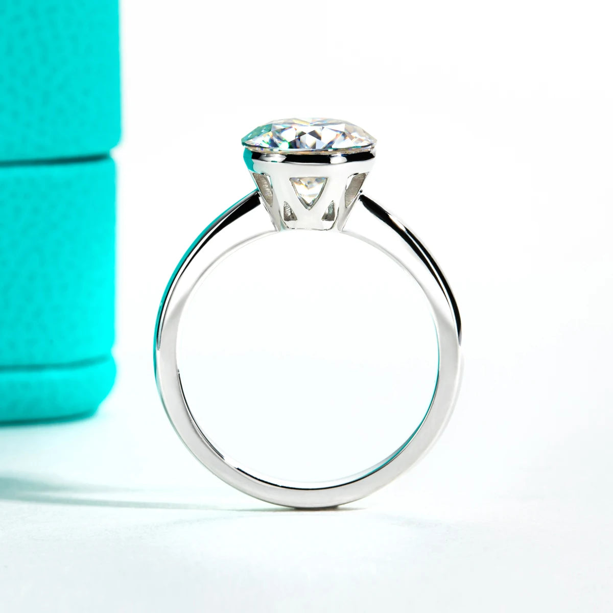 Anujewel 2Ct/3Ct D Color Moissanite Invisible Setting Engagement Ring for Women 925 Sterling Silver Gold Plated Solitaire Rings