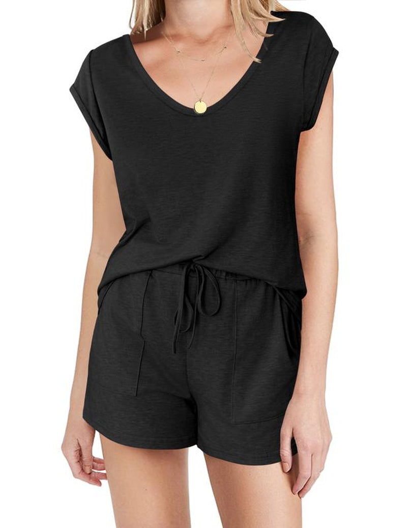 Ekouaer Womens Tops and Shorts Cute Sets Comfy 2 Piece Lounge Set S-XXL