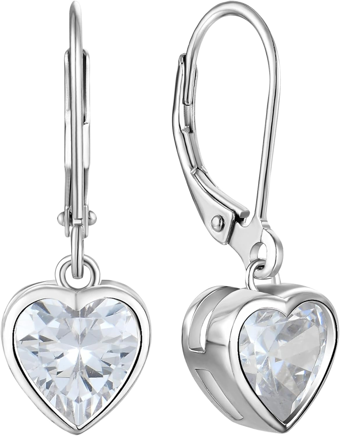 925 Sterling Silver Solitaire Teardrop Dangle Drop Earrings Pear/Heart/Round Cut Birthstone Leverback Earrings Jewelry for Women