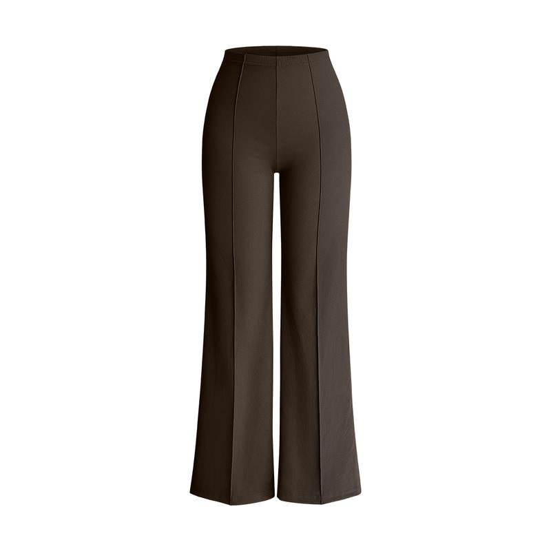 OQQ Women Straight Leg Pants High Waist Casual Lounge Work Basic Pants Vacation Comfort Trouser Minimalist Womenswear Bottom Lady Underwear Nylon