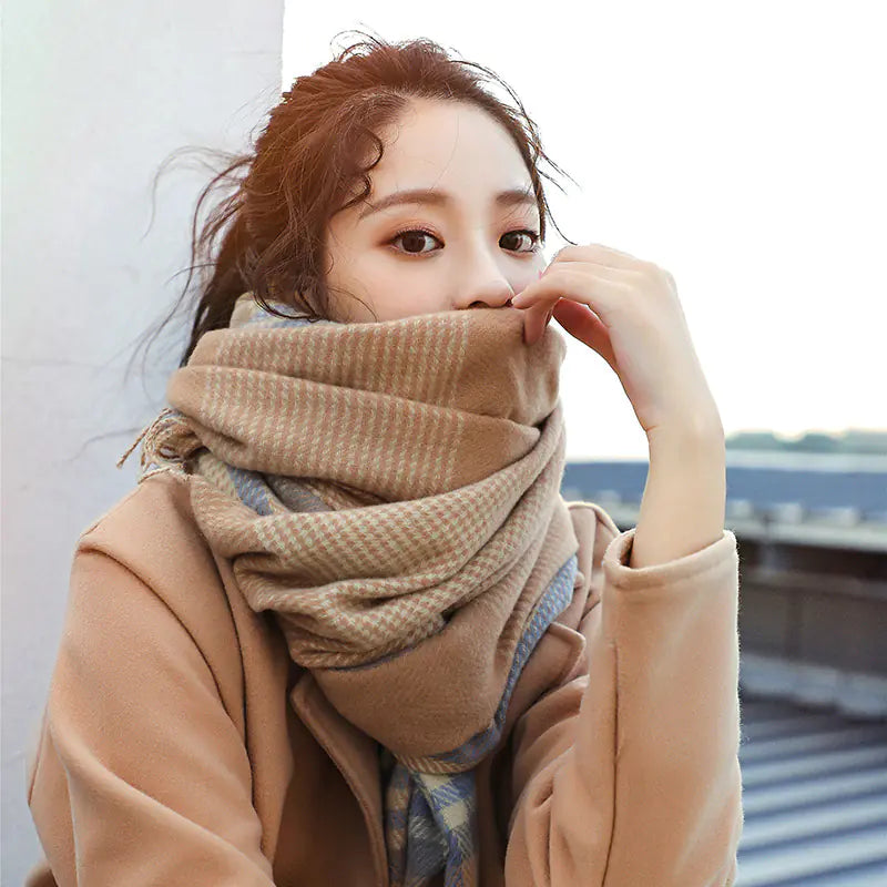 Houndstooth Pattern Thick Warm Scarf for Women