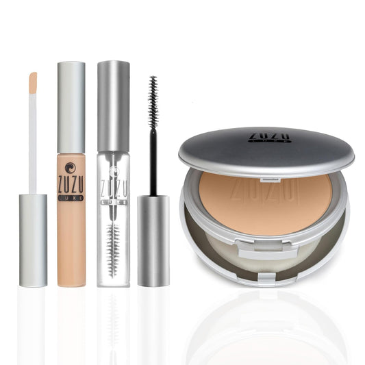 Warrior Kit | Mineral Powder Foundation + Concealer + Luxe Mascara + Cosmetic Bag (D-20 Powder, C-50 Concealer, Clear Mascara)