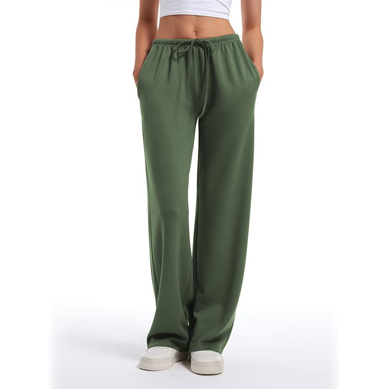 Women'S Wide Leg Sweatpants Straight Leg Lowrise Sweat Pants Drawstring Elastic Low Waist Pants with Pockets