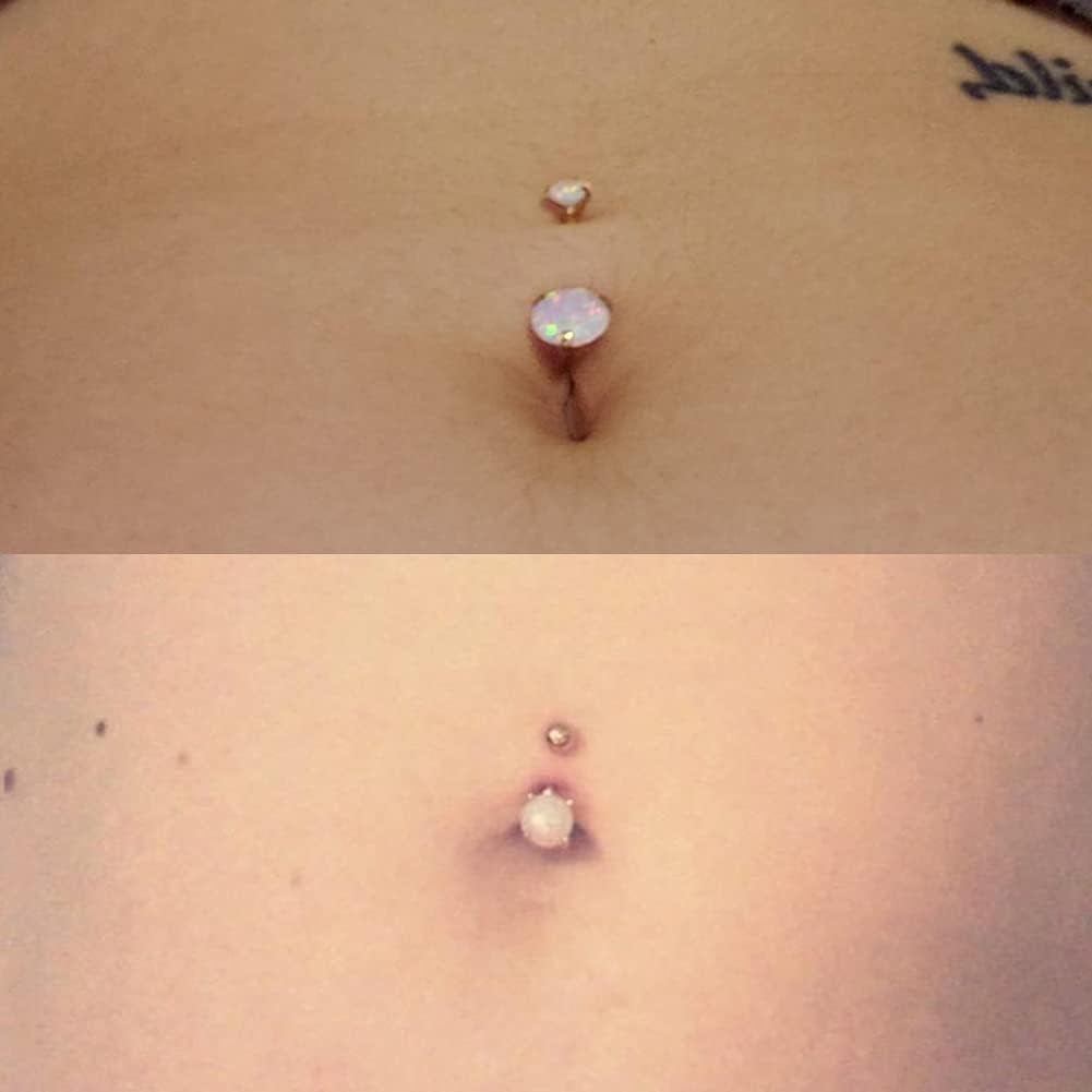 Silver Gold Belly Button Ring for Women Clicker Hoop Belly Rings Opal Navel Piercing Jewelry Dangle Hypoallergenic Surgical Steel Dainty Dangling Navel Rings for Women