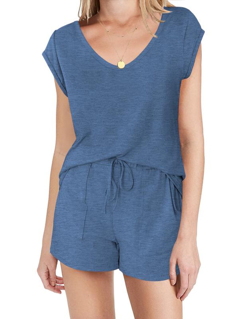 Ekouaer Womens Tops and Shorts Cute Sets Comfy 2 Piece Lounge Set S-XXL