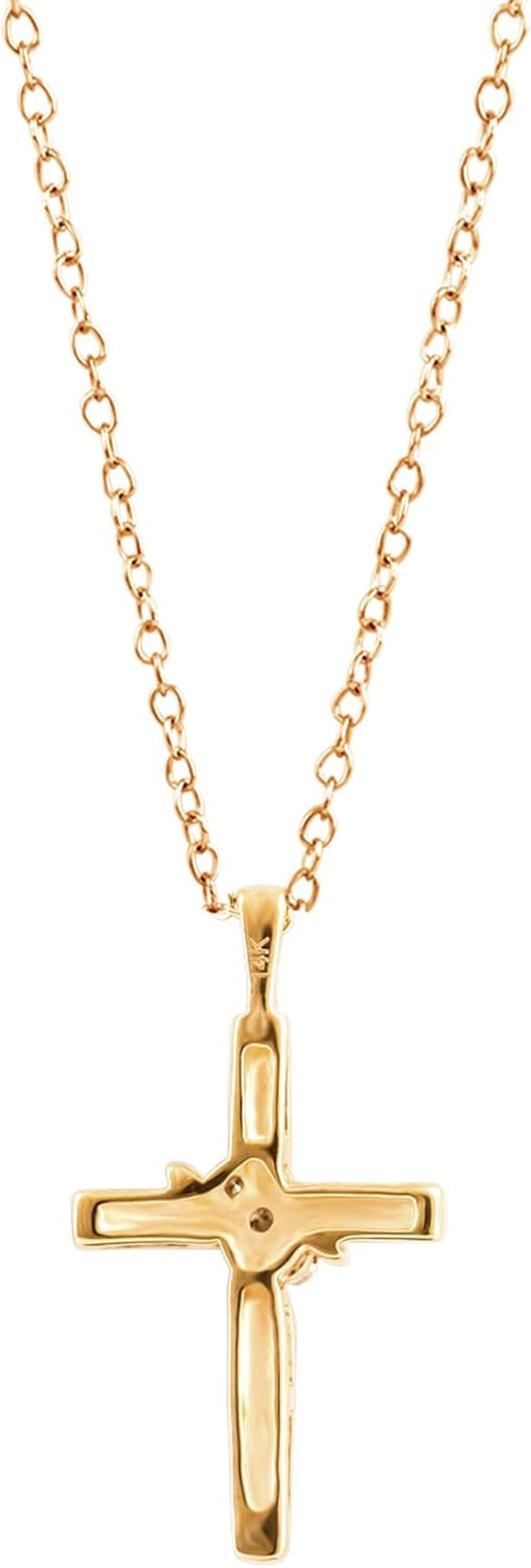 10K Diamond Three-Stone Cross Pendant Necklace Religious Jewelry (0.05Cttw, I-J/I2-I3) 18"
