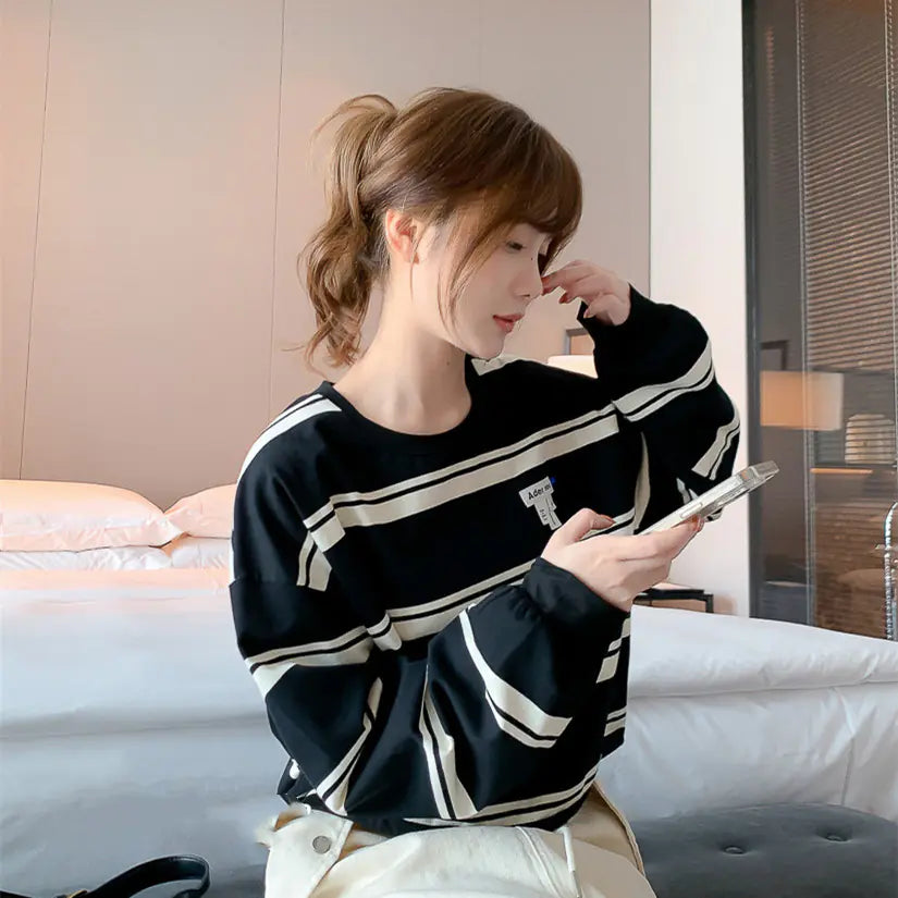 Loose Striped Short Top for Women