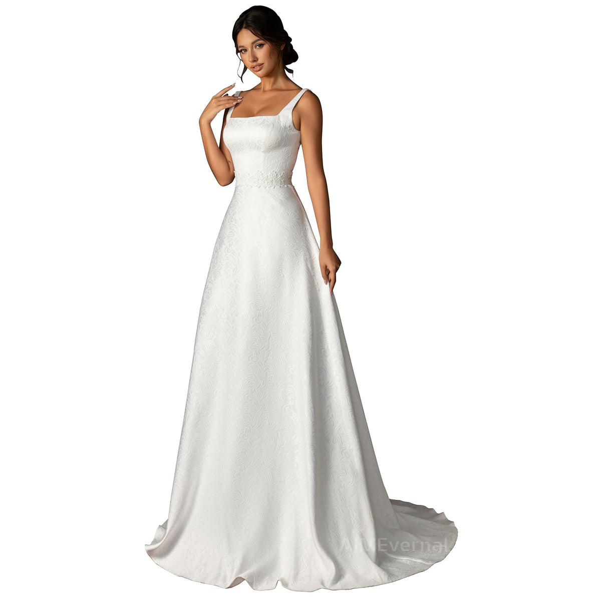 Bridal Gowns Elegant Royal Style Simple Wedding Dress Womens Cocktail Dress Maxi Skirt Guest Wedding Dresses with Square Neck Princess Fluffy Hem Suitable for Chest Size:31.5 Waist Size:25.98