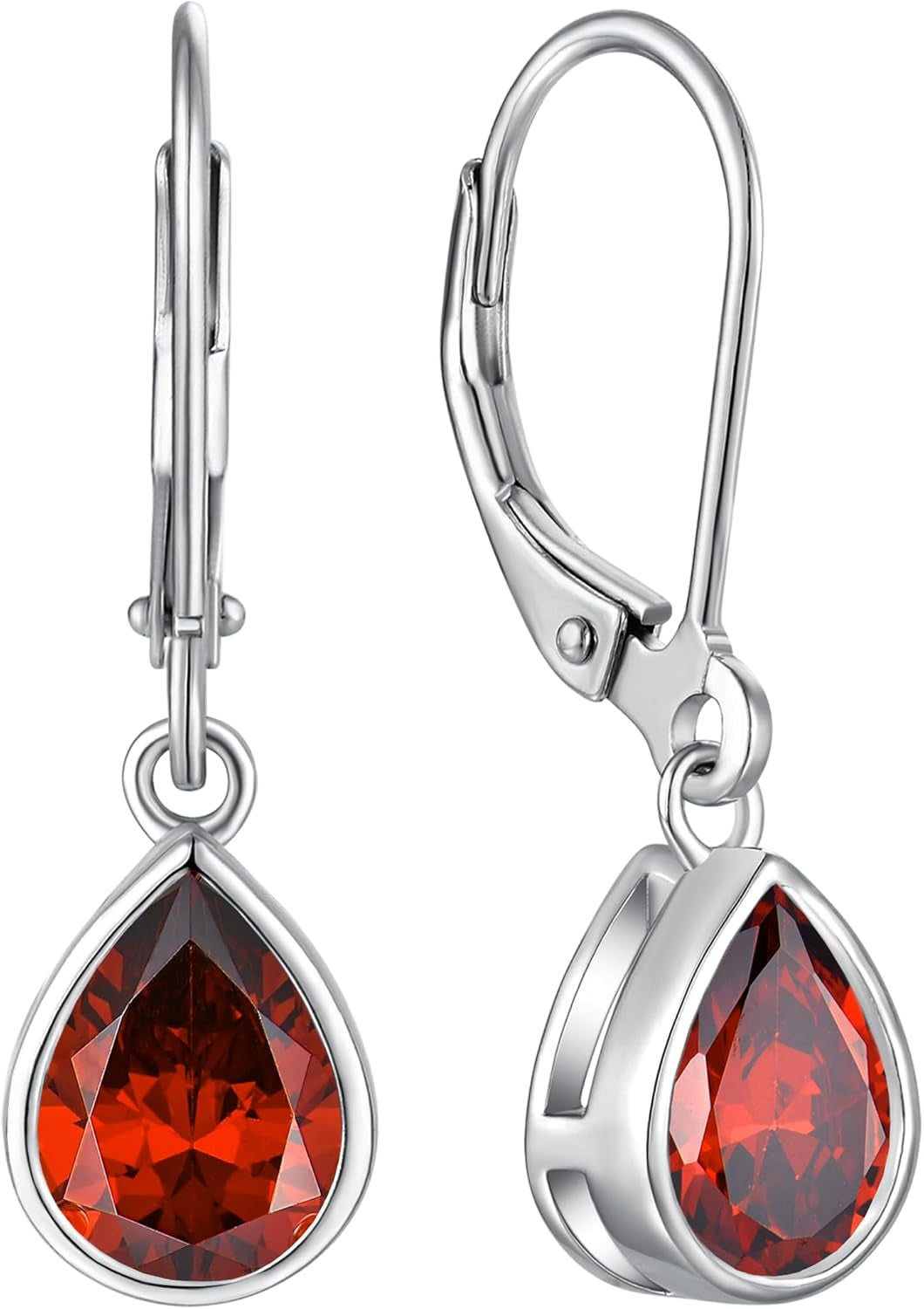 925 Sterling Silver Solitaire Teardrop Dangle Drop Earrings Pear/Heart/Round Cut Birthstone Leverback Earrings Jewelry for Women