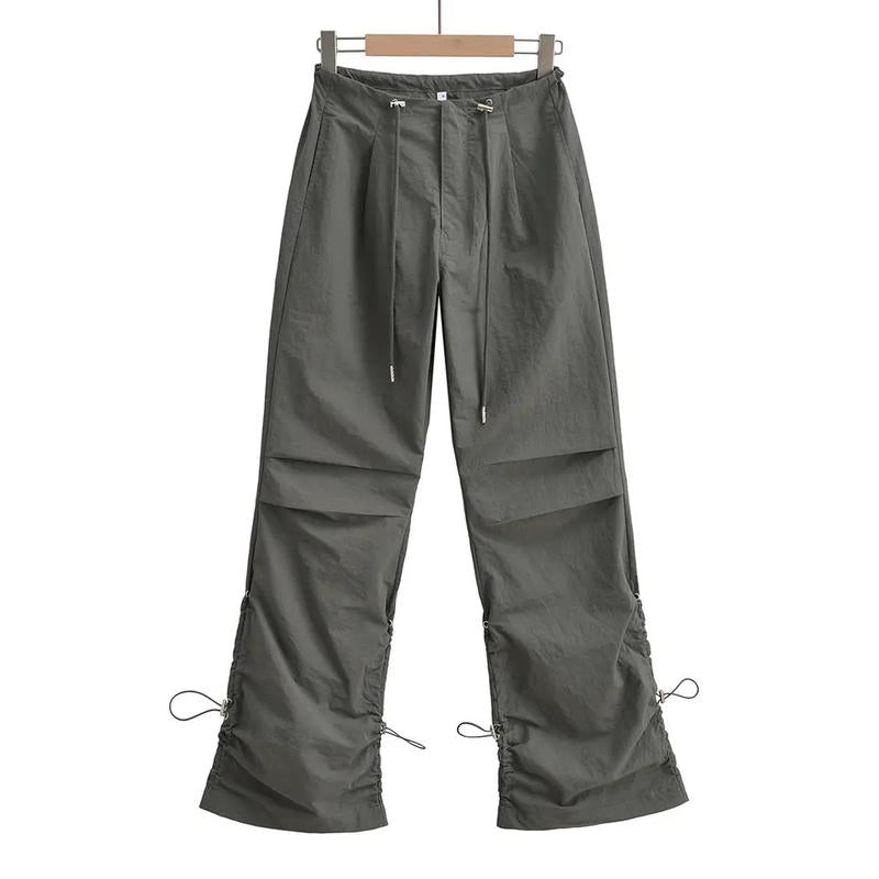 Parachute Pants Low Rise Y2K Clothes Cargo Pants Women Y2K Streetwear Baggy Pants for Women Casual Flare Pants Pink