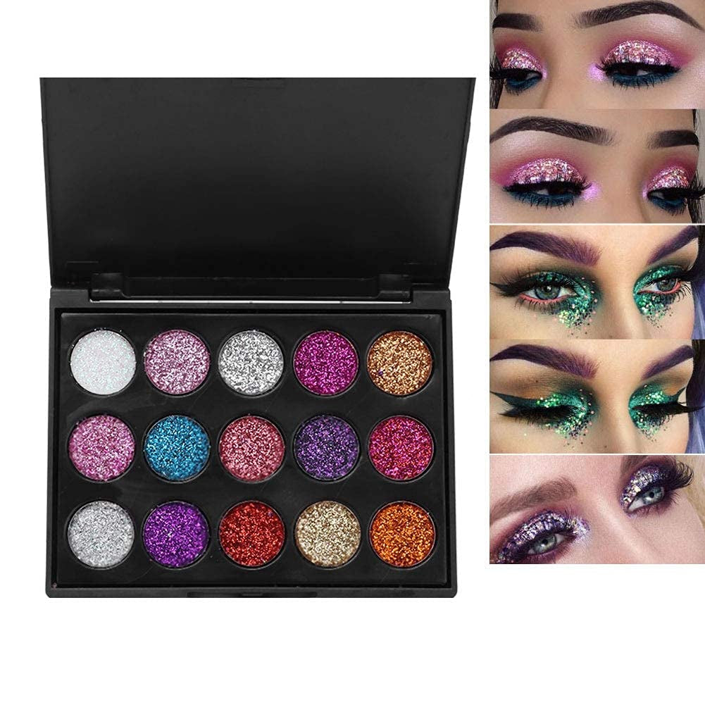 Eyeshadow Palette, 15 Colors Glitter Eyeshadow Palette for Cosplay Makeup Eye Makeup, Shining Eye Shadow Cosmetic Powder Suitable for Daily and Professional Makeup