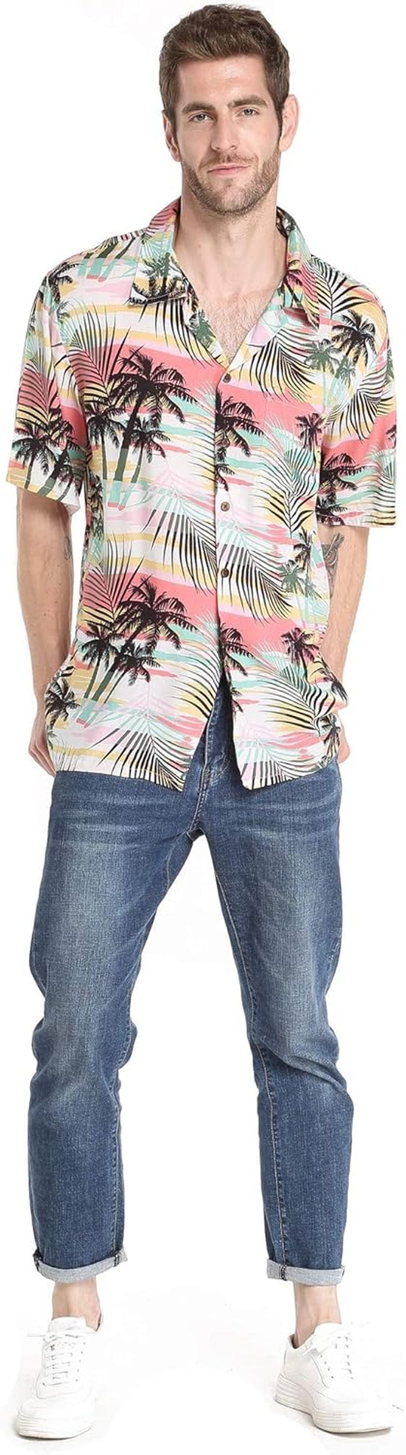 Couple Matching Hawaiian Luau Aloha Shirt Maxi Tank Dress in Sunred