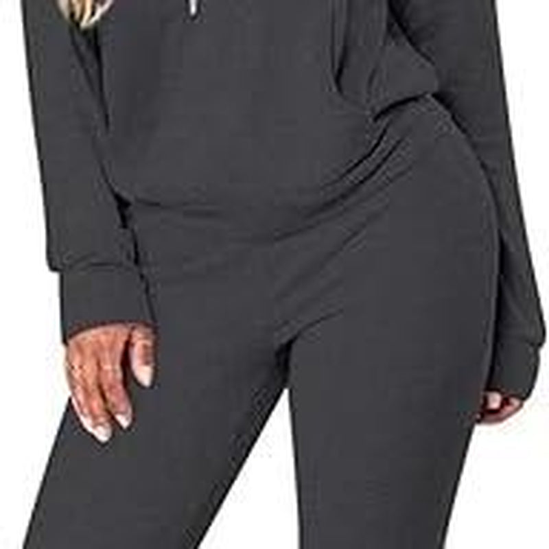 FUPHINE Women'S 2 Piece Sets Long Sleeve Hoodies Sweatpant Set Lounge Sets Fall Outfits Tracksuit 2024 Clothes (Black,L)
