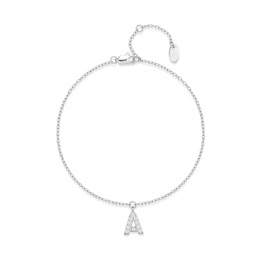 S925 Sterling Silver Initial Bracelets for Women, Dainty Initial A-Z Letter Bracelets Suitable for Women， Birthday Anniversary Jewelry Gift for Women Wife