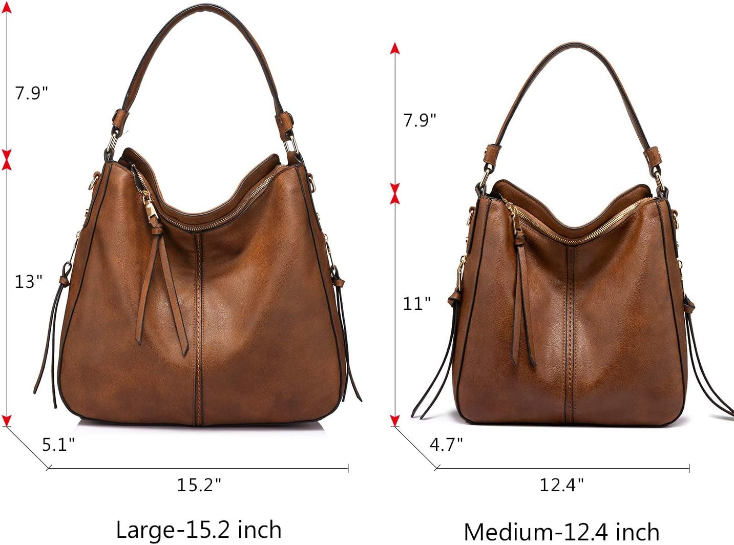 Hobo Crossbody Bags for Women Designer Faux Leather Hobo Handbags Retro Large Size Shoulder Bag Bucket Purse