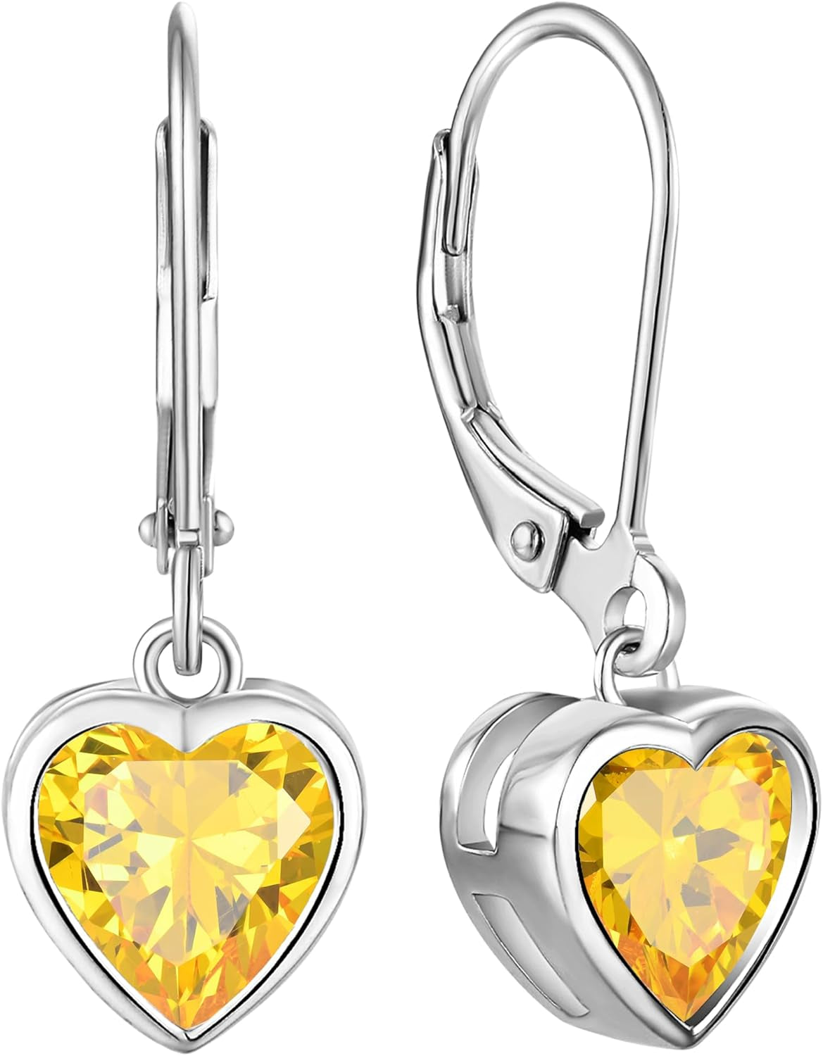 925 Sterling Silver Solitaire Teardrop Dangle Drop Earrings Pear/Heart/Round Cut Birthstone Leverback Earrings Jewelry for Women