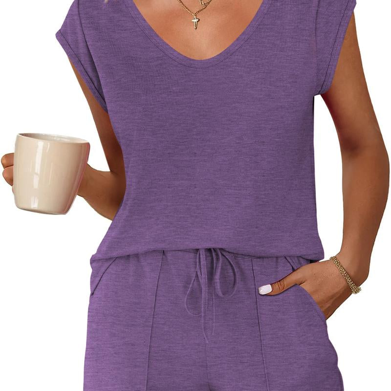 Ekouaer Womens Tops and Shorts Cute Sets Comfy 2 Piece Lounge Set S-XXL