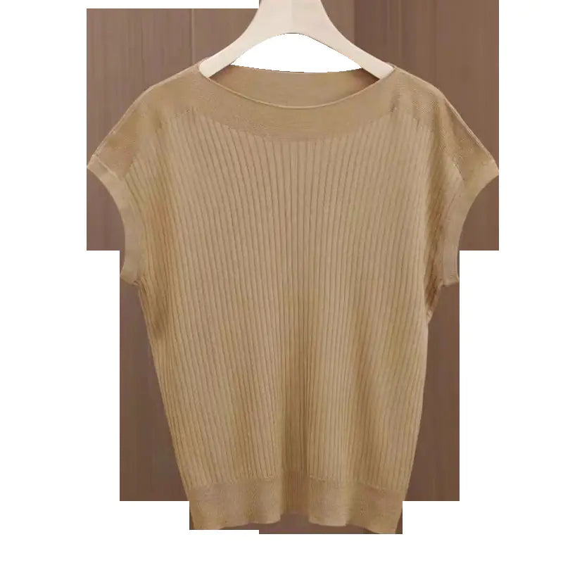 Lightweight Gray Knit Top for Women - Summer 2023