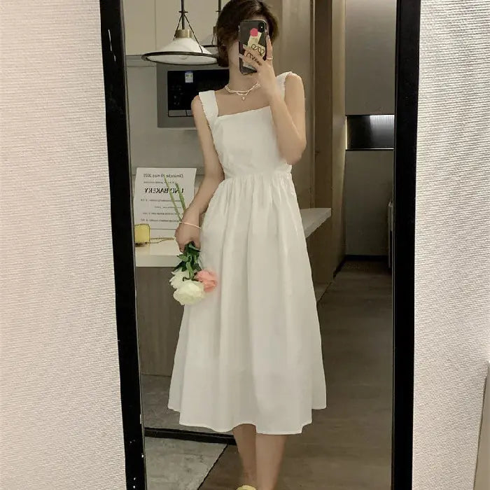 French Square Collar Sling Dress for Women