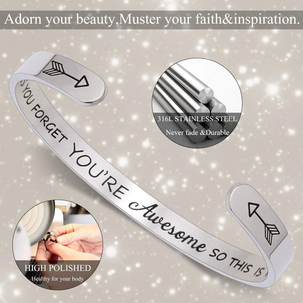Bracelets for Women Mothers Day Bracelet Gifts from Daughter Inspirational Gifts for Women Graduation Gifts for Her Motivational Birthday Cuff Bangle Friendship Personalized Mantra Jewelry…