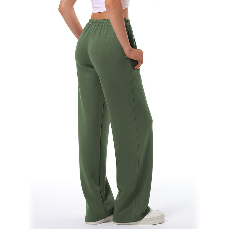 Women'S Wide Leg Sweatpants Straight Leg Lowrise Sweat Pants Drawstring Elastic Low Waist Pants with Pockets