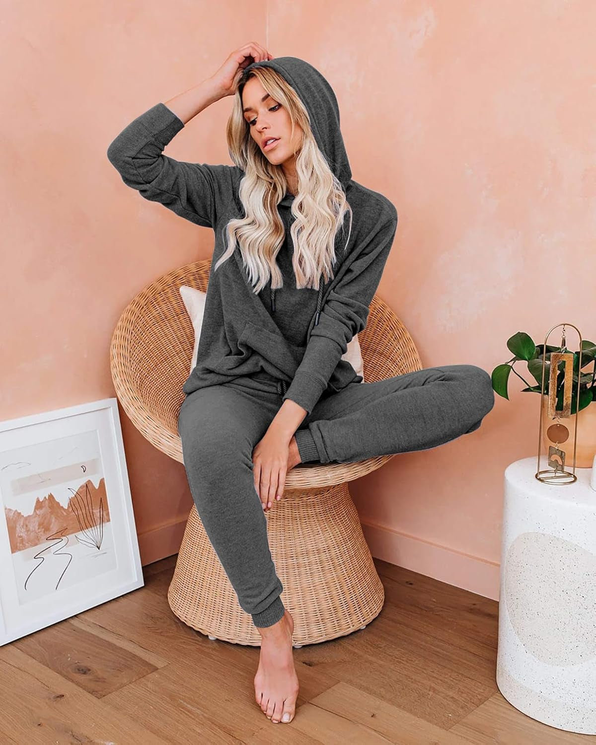 Lounge Sets for Women Two Piece Outfits Sweatsuits Sets Long Pant Loungewear Workout Athletic Tracksuits with Pockets