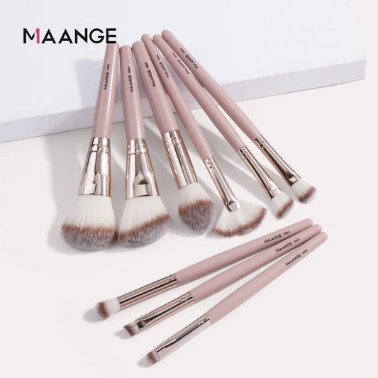 9Pcs Foundation Makeup Brush Set Cosmetic Powder Highlighter Eyeshadow Blending Beauty Tools Dense Soft Bristle Brushes