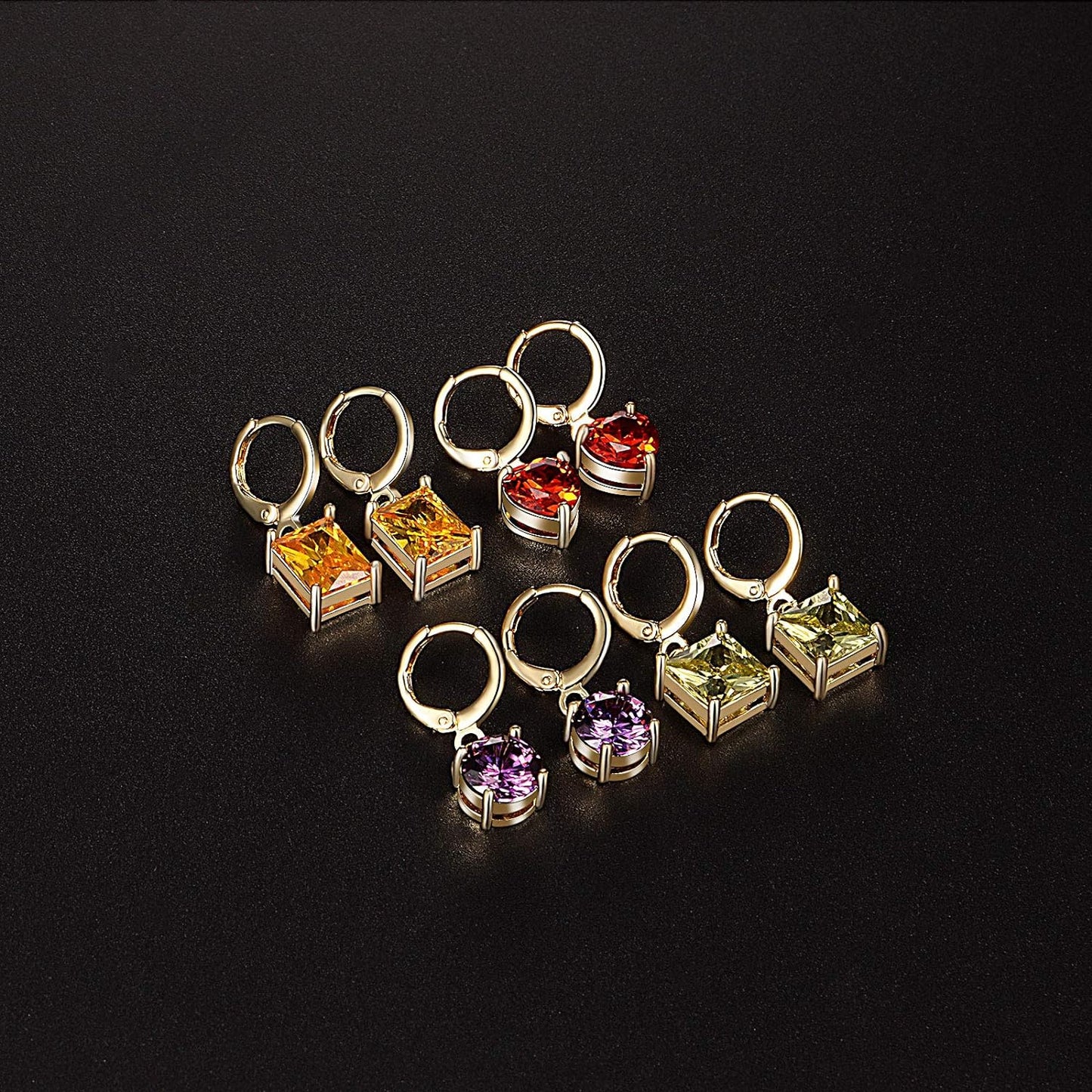 10 Pairs Dangle Earrings for Women Fashion Pack- Flawless Cubic Zirconia Leverback Earrings for Teens Girls with Silver/Gold -Hoop