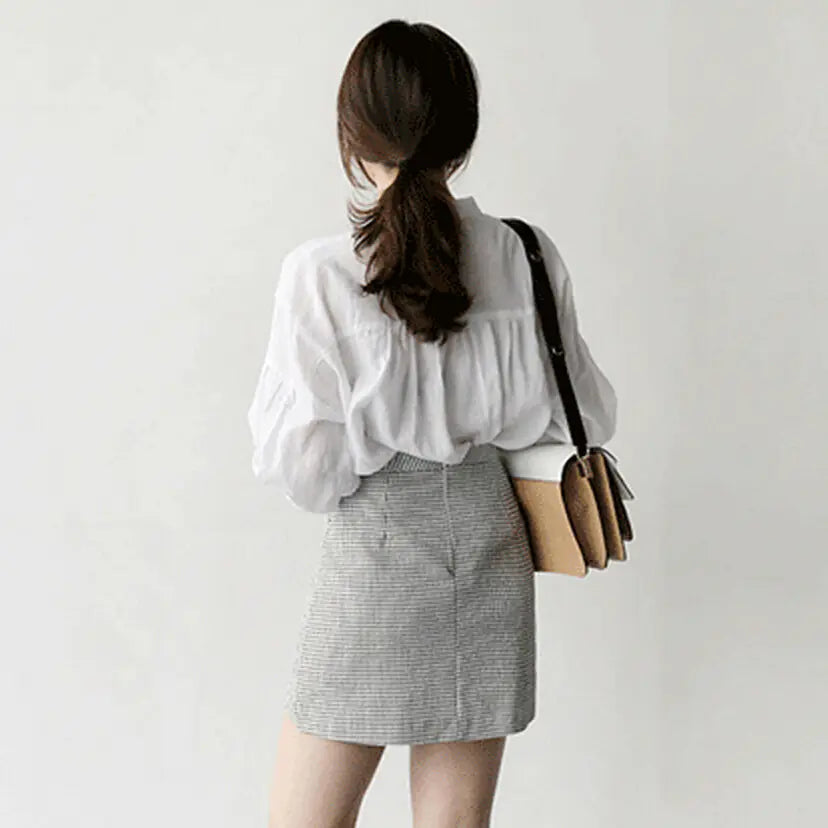 Houndstooth Irregular Skirt for Women