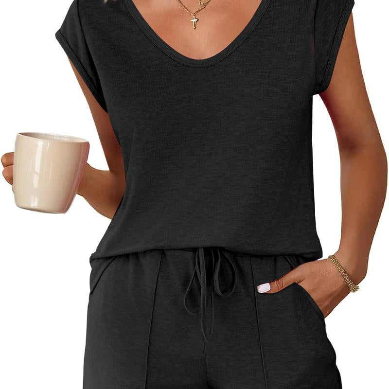 Ekouaer Womens Tops and Shorts Cute Sets Comfy 2 Piece Lounge Set S-XXL