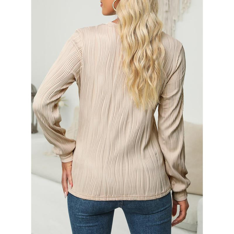 EVALESS Women'S Casual Sweatshirt Tops Trendy Long Sleeve Crewneck Basic Solid Loose Textured Shirts 2025 Fashion Womenswear Outfits Clothing
