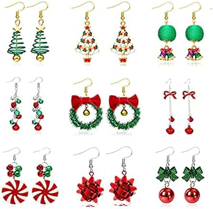Christmas Earrings for Women Stocking Stuffers Xmas Holiday Stud Earrings Bow Tree Snowflake Bell Reindeer Dangle Earring Christmas Jewelry Gifts Outfits Accessories