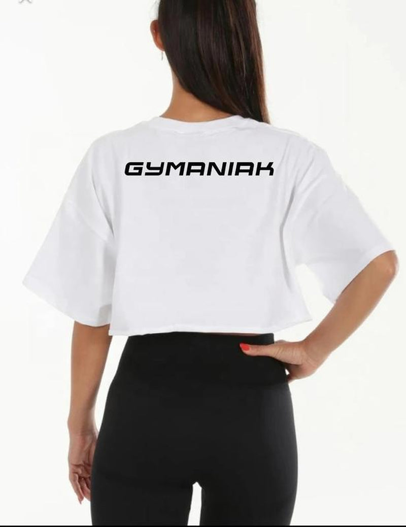 GYMANIAK 8 INCH WOMENS SHIRT CROP TOP "I WORKOUT to BURN off the CRAZY" Lady Comfort Streetwear Casual Clothing Comfortable Cotton Fit Womenswear