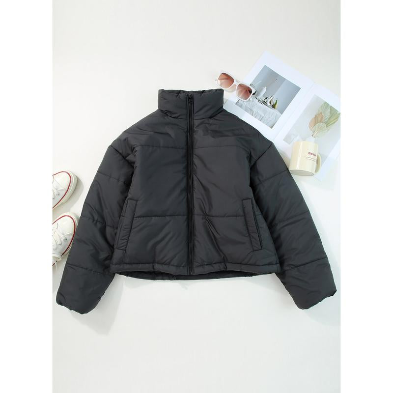 Dokotoo Womens Winter Quilted Jackets Long Sleeve Full Zip Puffer Jacket Coats with Pockets