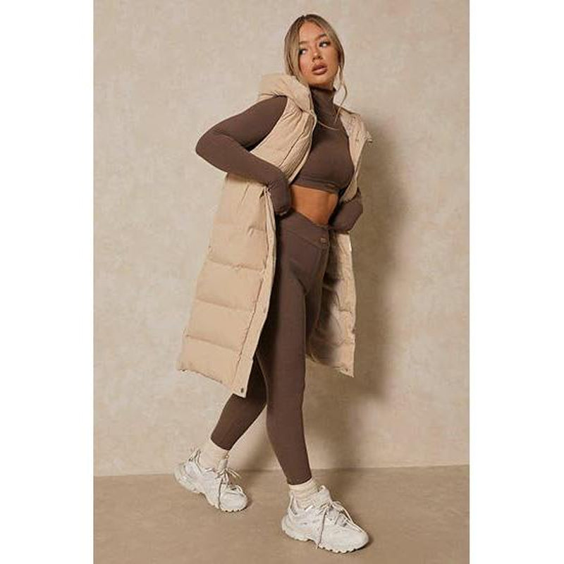 Goranbon Womens down Vest with Stand Collar Thick Hooded Sleeveless Long Coats Jacket