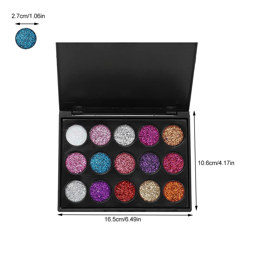 Eyeshadow Palette, 15 Colors Glitter Eyeshadow Palette for Cosplay Makeup Eye Makeup, Shining Eye Shadow Cosmetic Powder Suitable for Daily and Professional Makeup