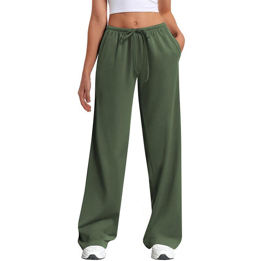 Women'S Wide Leg Sweatpants Straight Leg Lowrise Sweat Pants Drawstring Elastic Low Waist Pants with Pockets