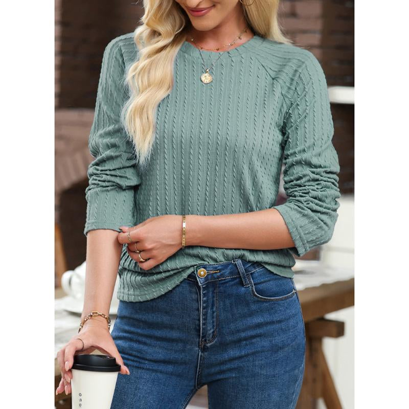 Dokotoo Womens Tops Long Sleeve Lightweight Shirts 2025 Fall Fashion Clothing Trendy Tops Crewneck Knit Basic Tee