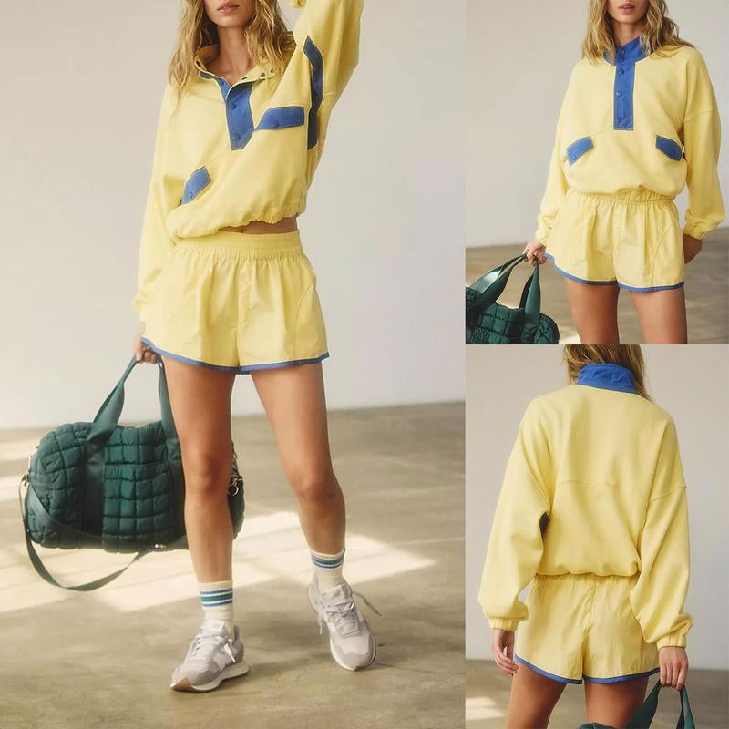Tanming Women'S Two Piece Short Sets Summer Lounge Sweatsuits Long Sleeve Outfits Travel Tracksuit with Pocket Womenswear Clothes