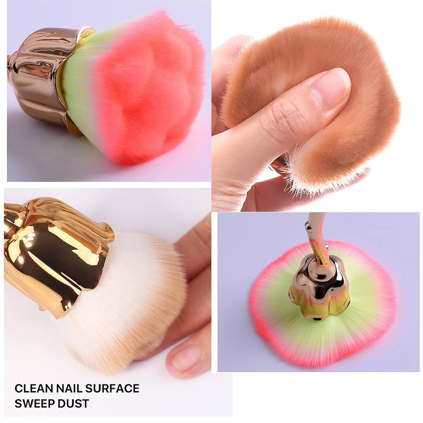 2 Pieces Rose Flower Makeup Brushes Flower Blush Brush Large Face Powder Makeup Brushes Kabuki Brushes for Powder Cosmetic Nail Dust Brush Loose Powder Brush Makeup Tools (Red/Yellow Pink)