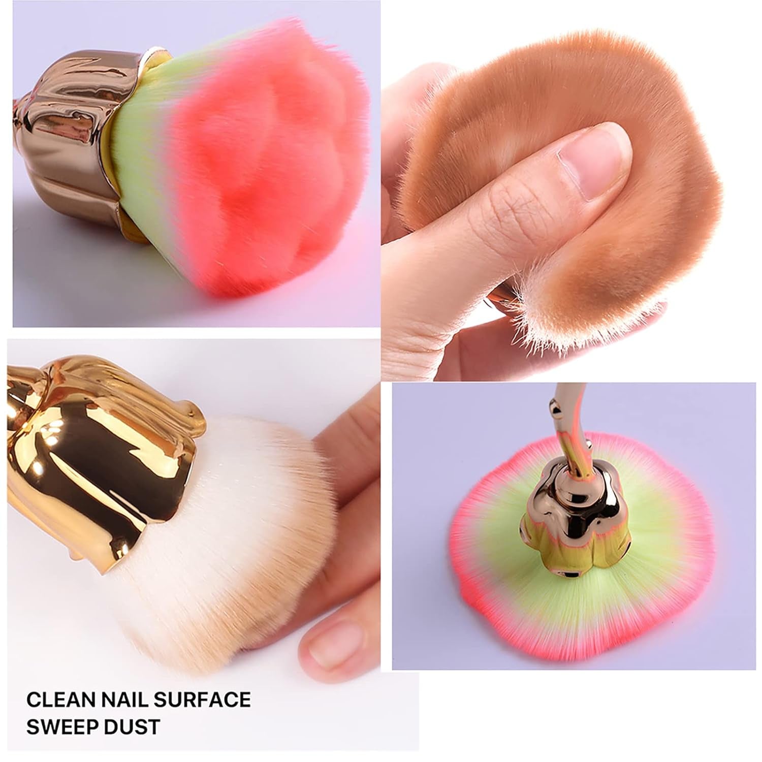 2 Pieces Rose Flower Makeup Brushes Flower Blush Brush Large Face Powder Makeup Brushes Kabuki Brushes for Powder Cosmetic Nail Dust Brush Loose Powder Brush Makeup Tools (Red/Yellow Pink)