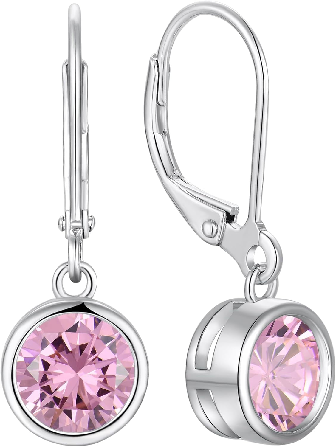 925 Sterling Silver Solitaire Teardrop Dangle Drop Earrings Pear/Heart/Round Cut Birthstone Leverback Earrings Jewelry for Women