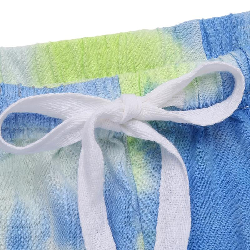 Ekouaer Tie Dye Pajamas Set Womens Loungewear Sleepwear 2 Piece PJ Sets Soft Womenswear Elastic Chic Comfy Casual Crewneck Fits Short Sleeve Jersey Light Drawstring Anniversary Bridal Dress Ladies Party Suit