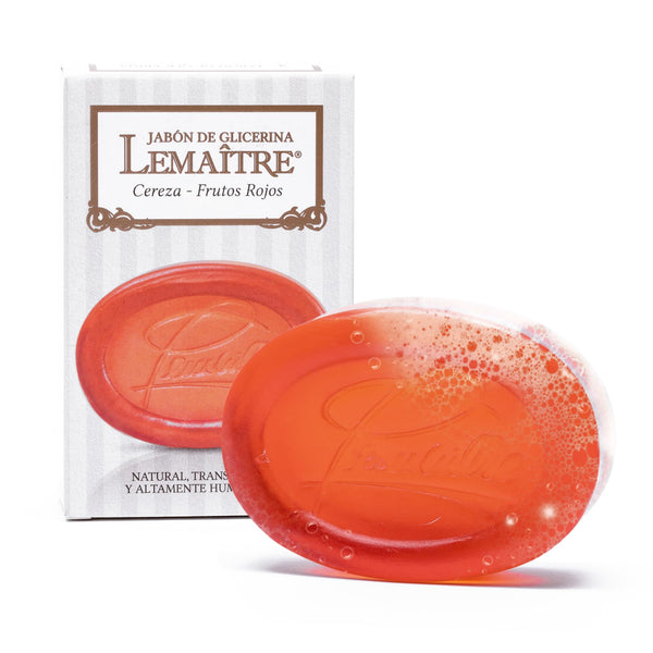 LEMAITRE Glycerin Soap - 1 Pack Vegan Cherry Transparent Bar Gentle Cleanse Vegan Bar Cruelty-Free Fragrances & Skin care for Women Men
