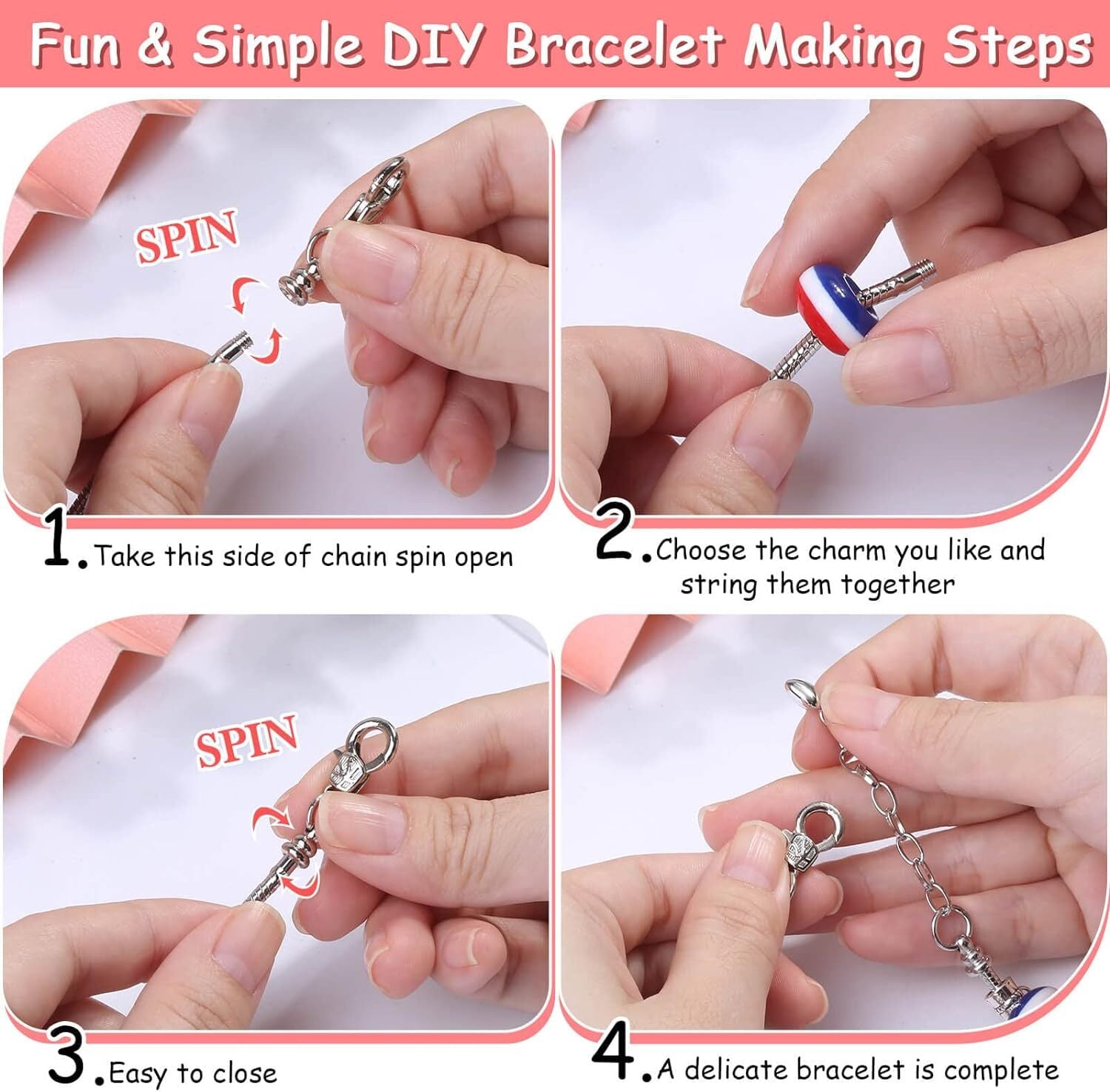 180 Pcs Charm Bracelet Making Kit for Girls, Mckanti Unicorn Mermaid Crafts Gift