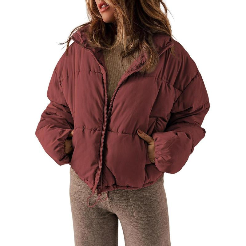 Dokotoo Womens Winter Quilted Jackets Long Sleeve Full Zip Puffer Jacket Coats with Pockets