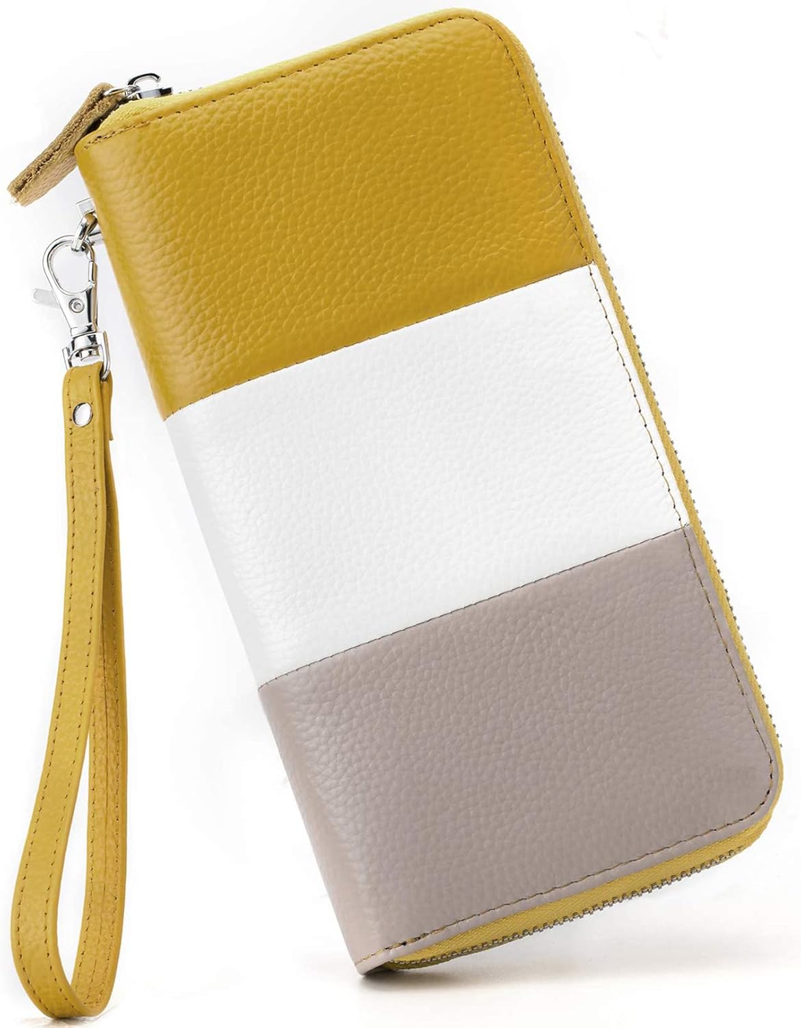 Womens Wallet RFID Blocking Genuine Leather Multi Credit Card Large Capacity Zip around Clutch Travel Purse Wristlet